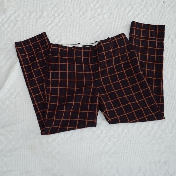 Theory Wool Blend Crop Cuff York Plaid Pants Size 4 - Picture 5 of 12